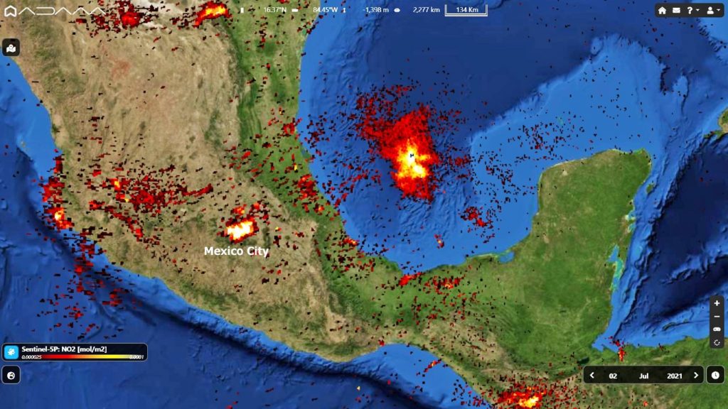 Satélite registra incêndio em pleno oceano no Golfo do México MetSul