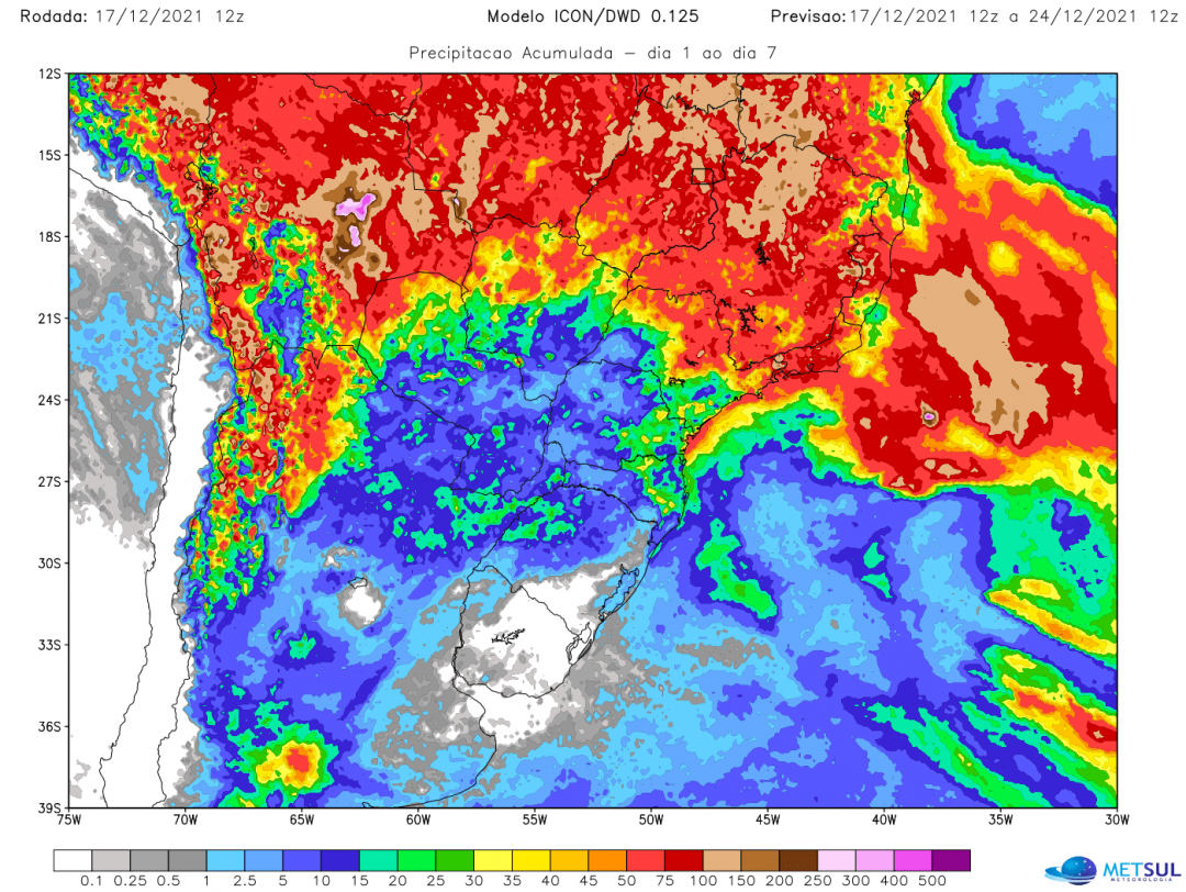 Previsão do tempo Tendência de chuva para sete dias