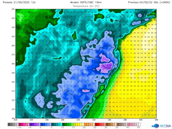 Ciclone vento frio geada e chance de neve no início da primavera