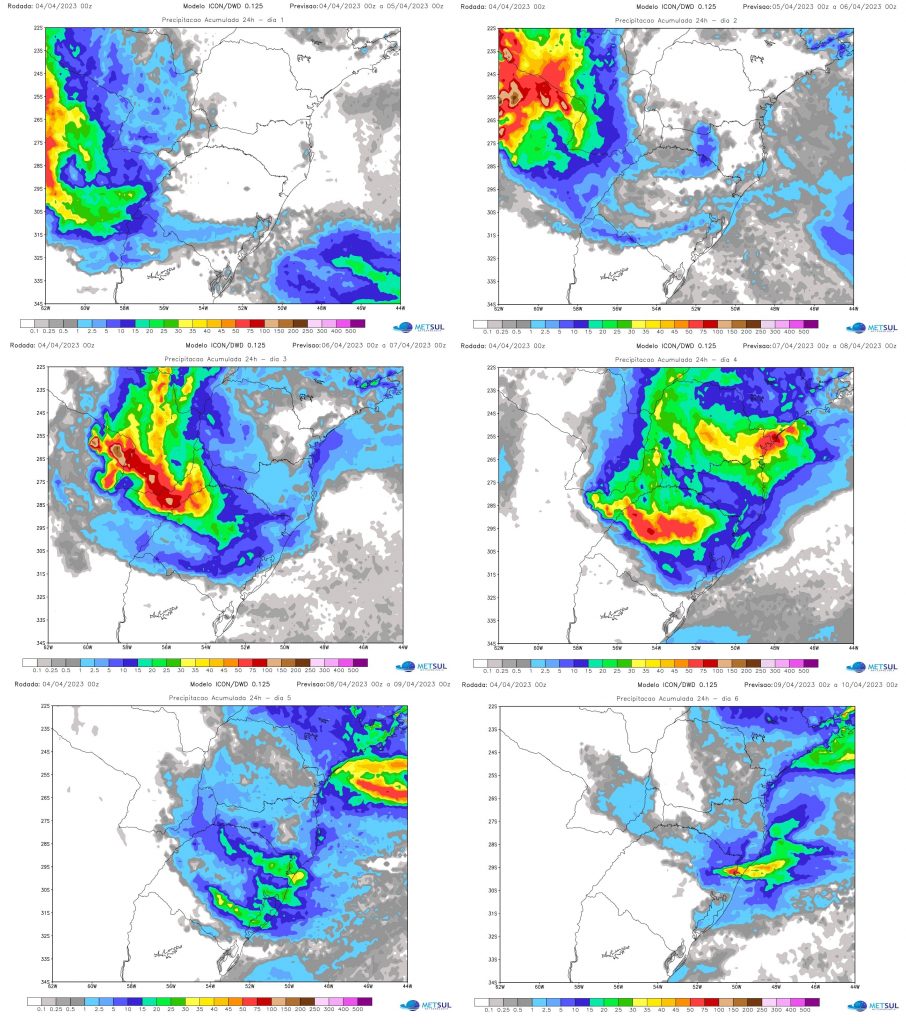 Chuva frequente nos próximos dias e volumosa em parte do Sul do Brasil