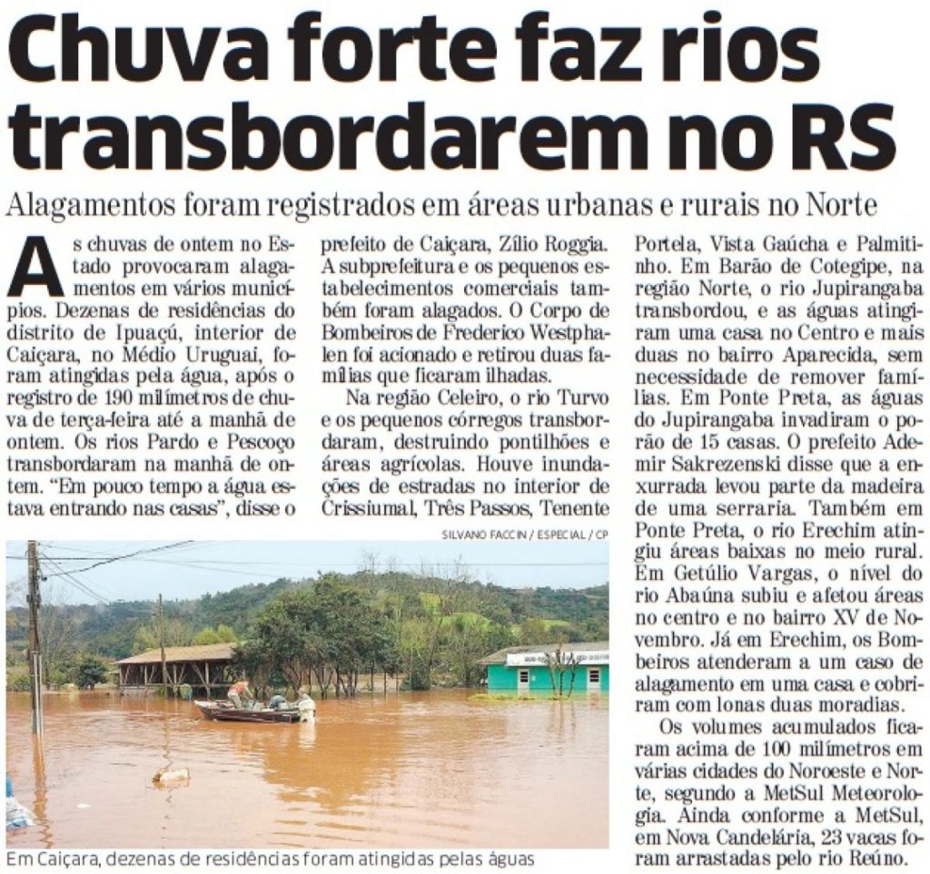 Alerta – Chuva por mais quatro dias traz graves riscos para o RS e SC