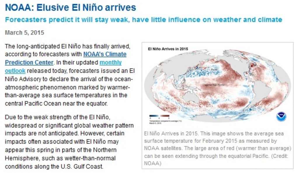 NOAA declara o retorno do fenômeno El Niño após meia década