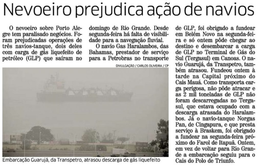 Frequência e duração de nevoeiro muito acima do normal