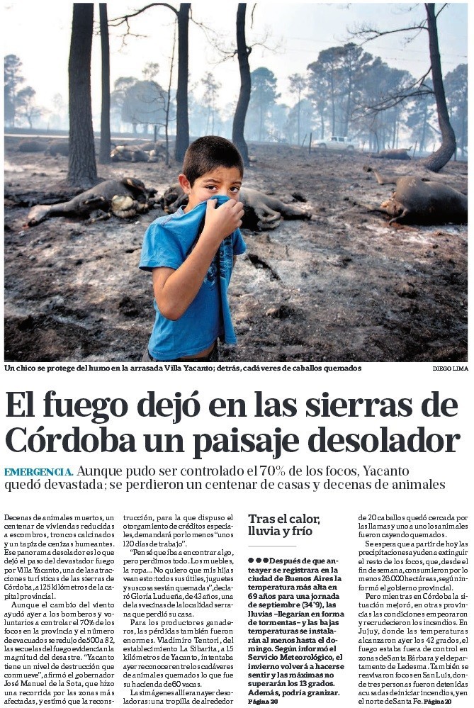 Diminui perigo do fogo na Argentina e Uruguai tem ameaça das águas