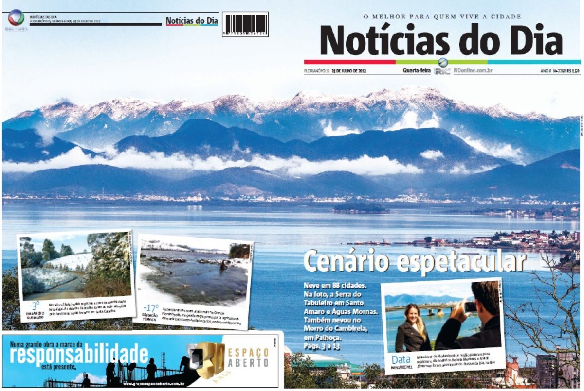 Nevada histórica nas capas dos principais jornais do Sul do Brasil