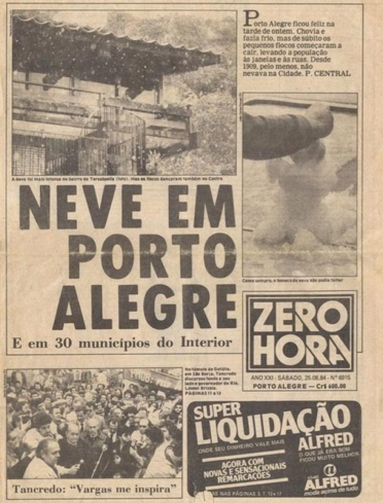 Nos 30 anos da neve na Capital, dia terá calor histórico para agosto