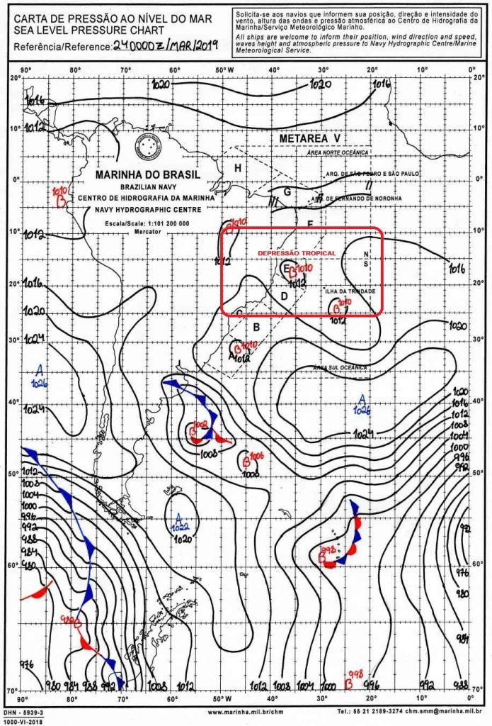 Depressão tropical atua na  Costa do Brasil