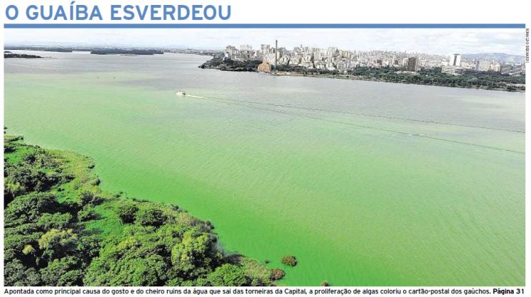 Padrão climático favorece proliferação de algas no Guaíba
