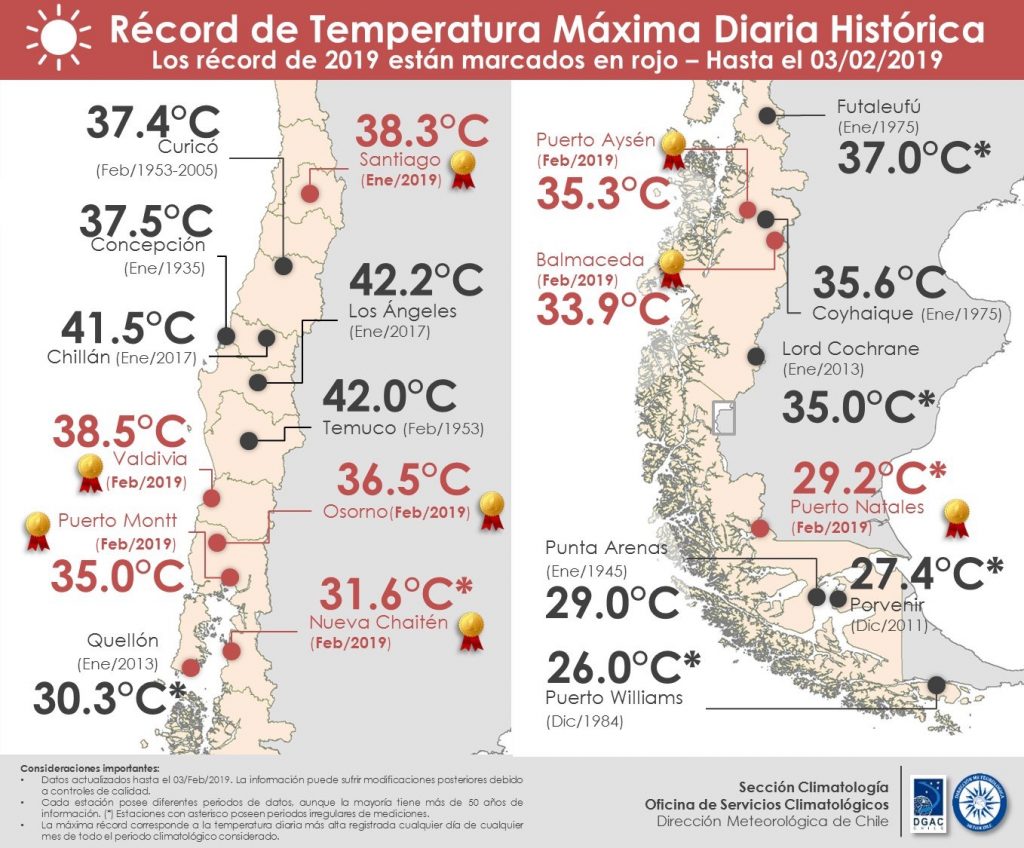 Incêndios florestais com calor recorde no Chile e Patagônia