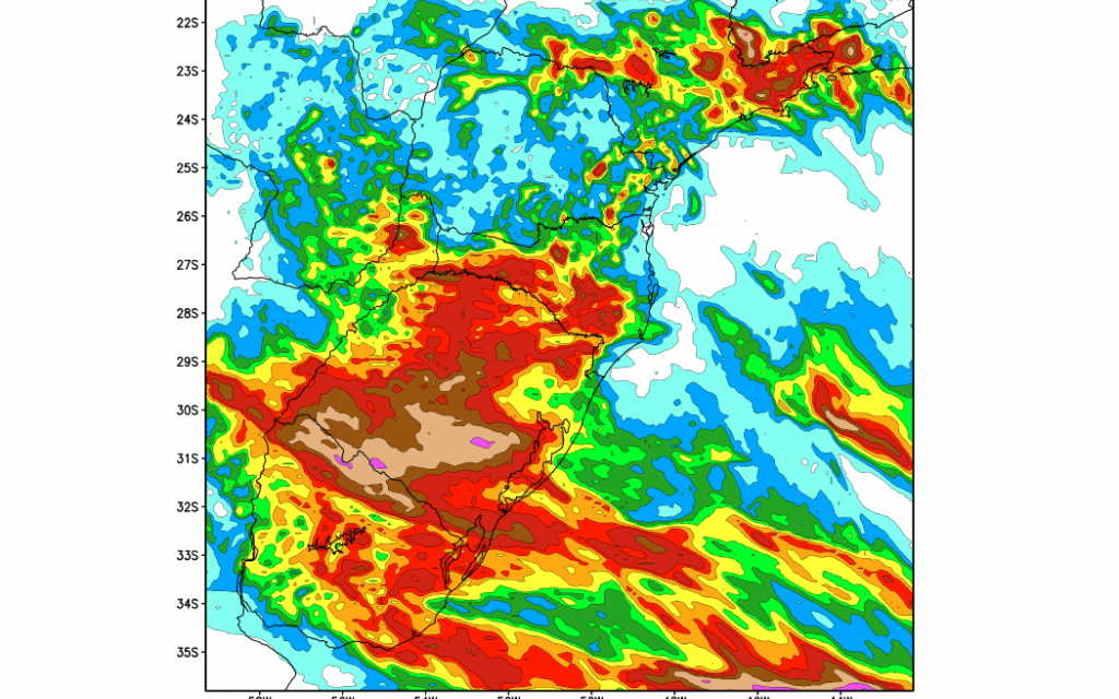 Chuva volumosa no Rio Grande do Sul