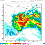 Volumes altos de chuva em pontos entre o RS e SC