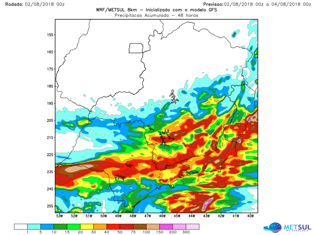 Volumes altos de chuva no Sudeste do Brasil