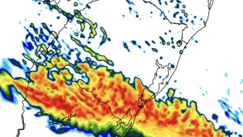 Chuva e granizo hoje no Oeste e no Sul do Rio Grande do Sul