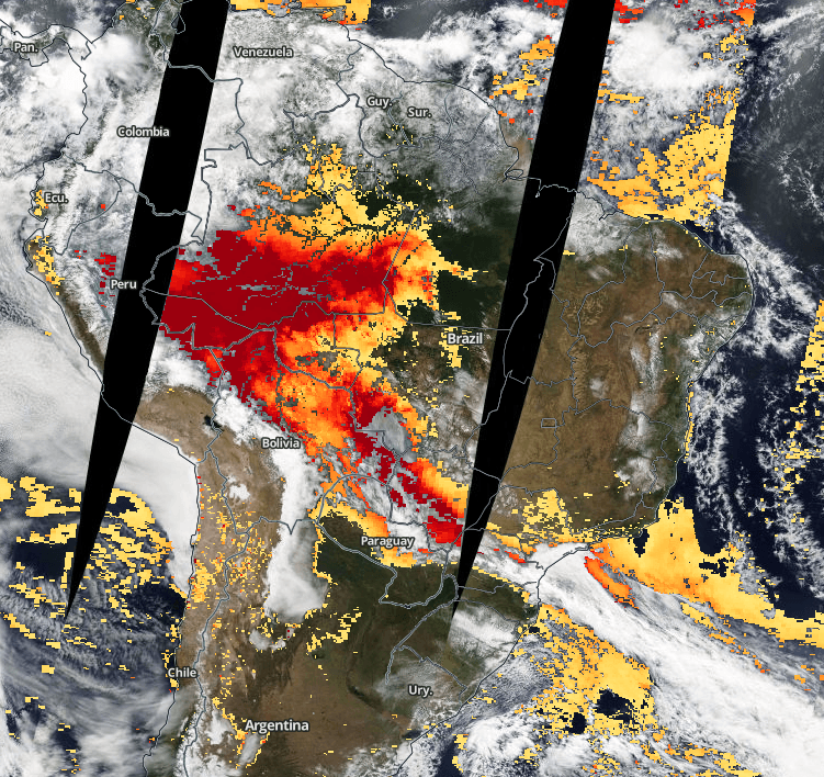Fumaça cobre 3,2 milhões de km2 na América do Sul