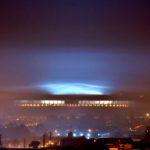 Efeito de nuvem noctilucente sobre a Arena do Grêmio