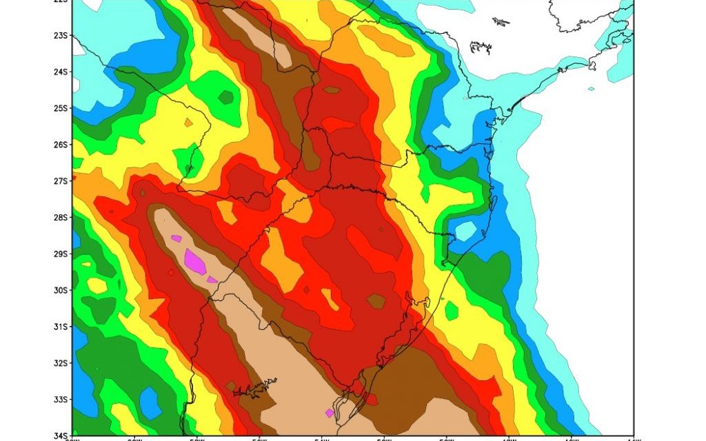 MetSul alerta para altos volumes de chuva no Rio Grande do Sul e Uruguai