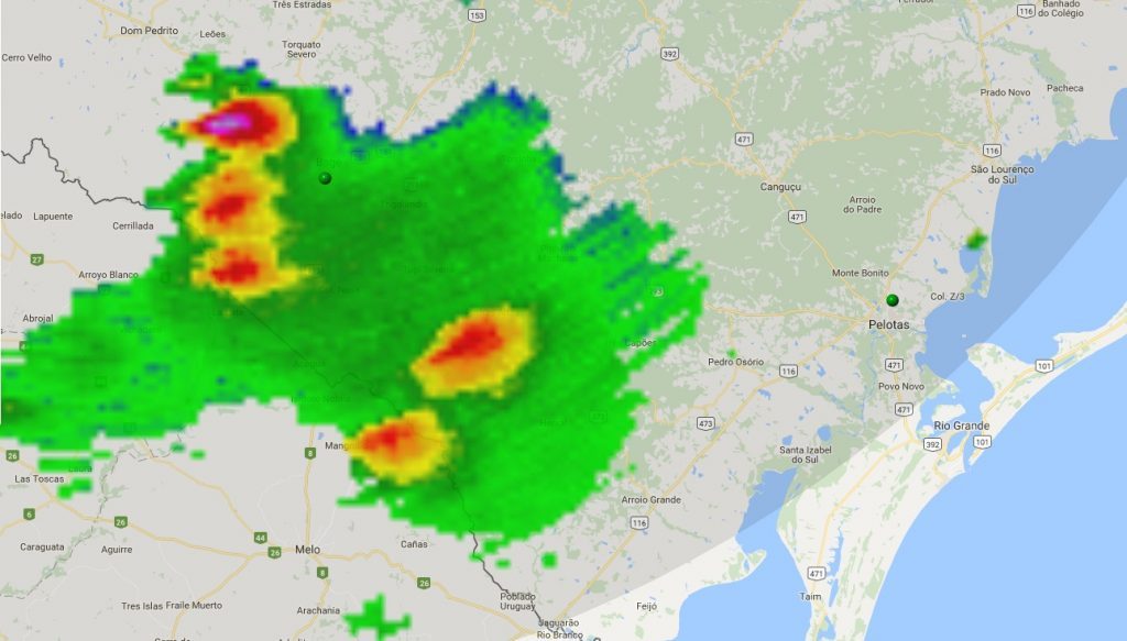 Temporais no Oeste e no Sul gaúcho nesta noite