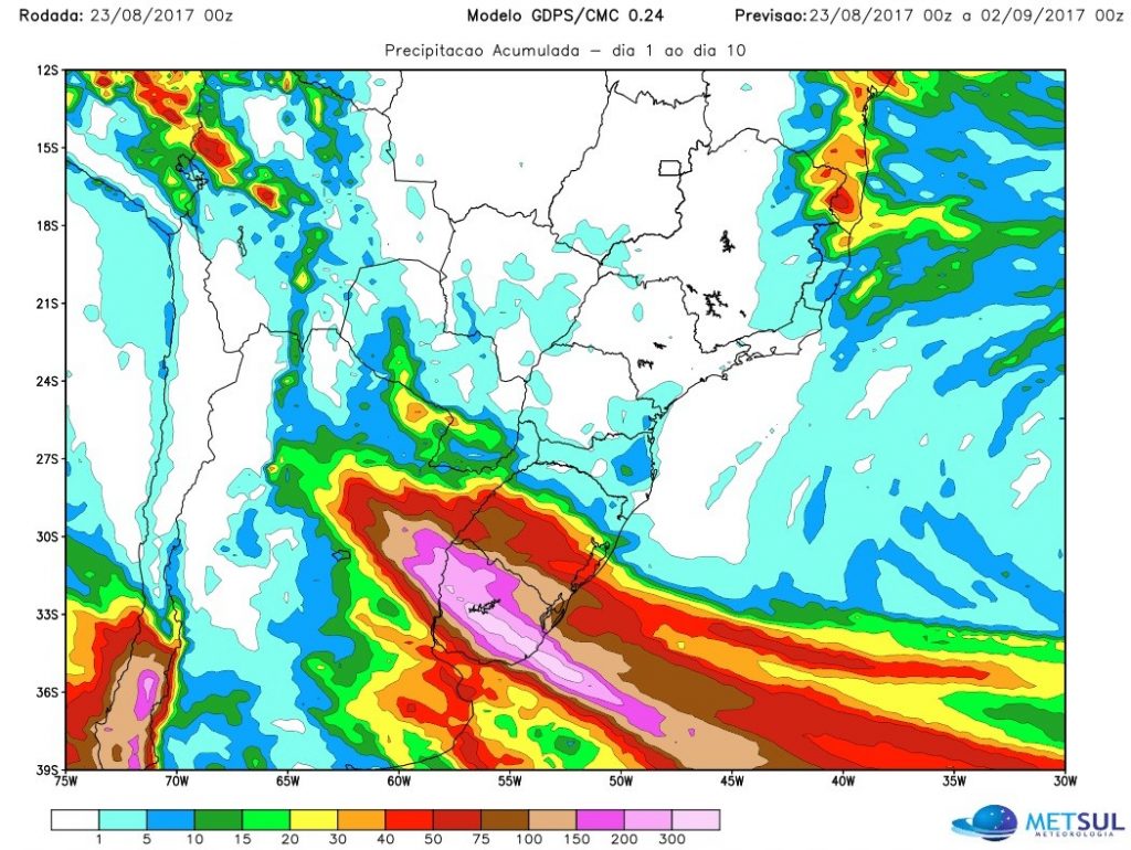 Chuva 10 dias – Alerta no Uruguai
