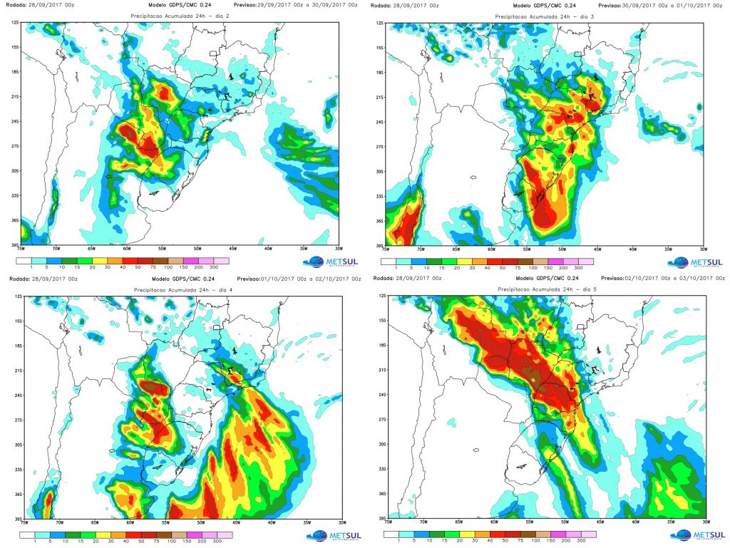 Chuva mais ampla e temporais no Sudeste e no Centro-Oeste do Brasil