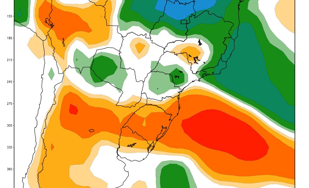 Mapas de chuva para o Centro-Sul do Brasil de janeiro a março