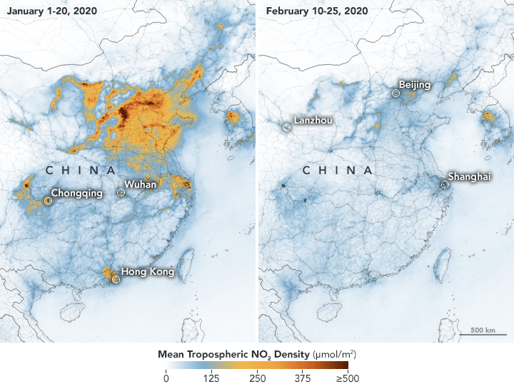 Coronavírus: crise provoca queda enorme da poluição da China