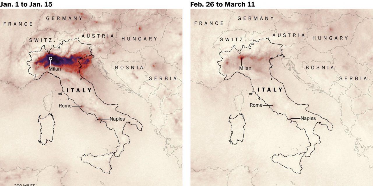 Coronavírus – Crise derruba poluição no Norte da Itália