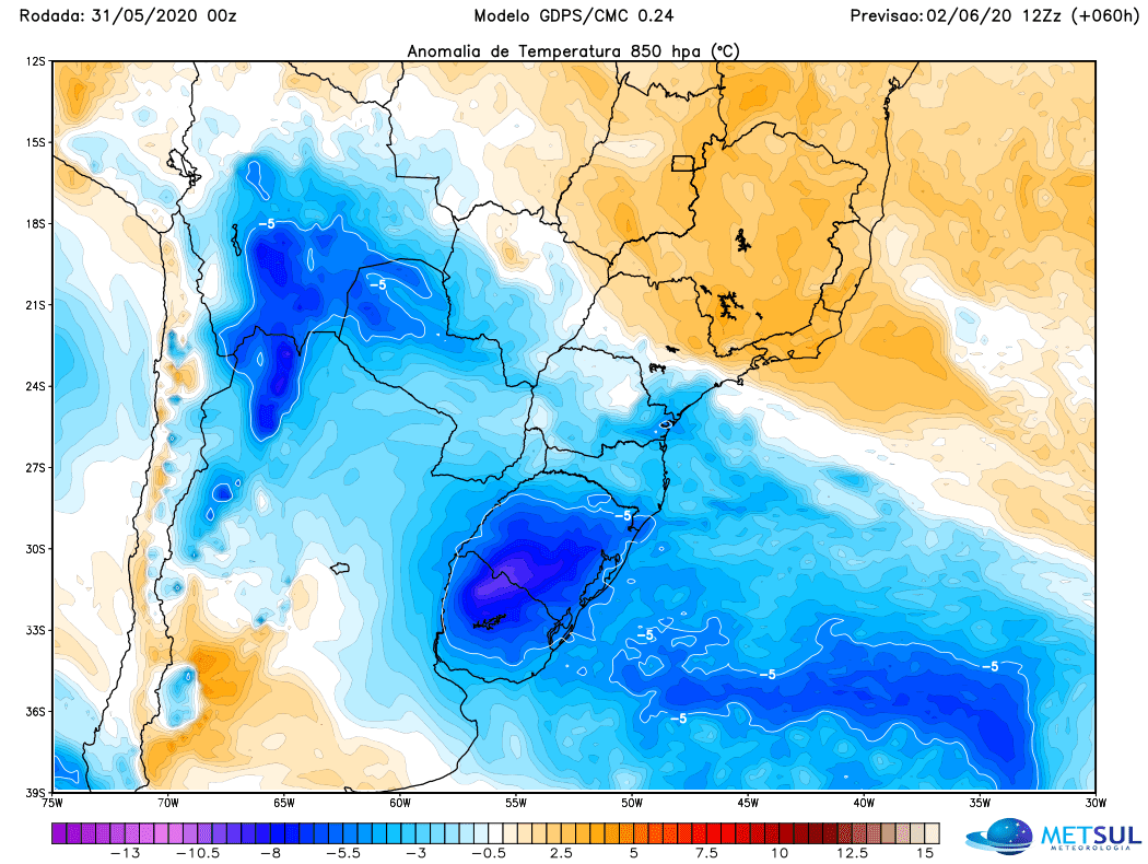 Nova massa de ar frio neste começo de semana