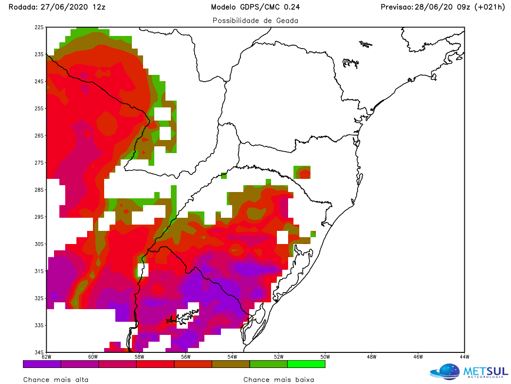 Domingo vai começar gelado no Rio Grande do Sul