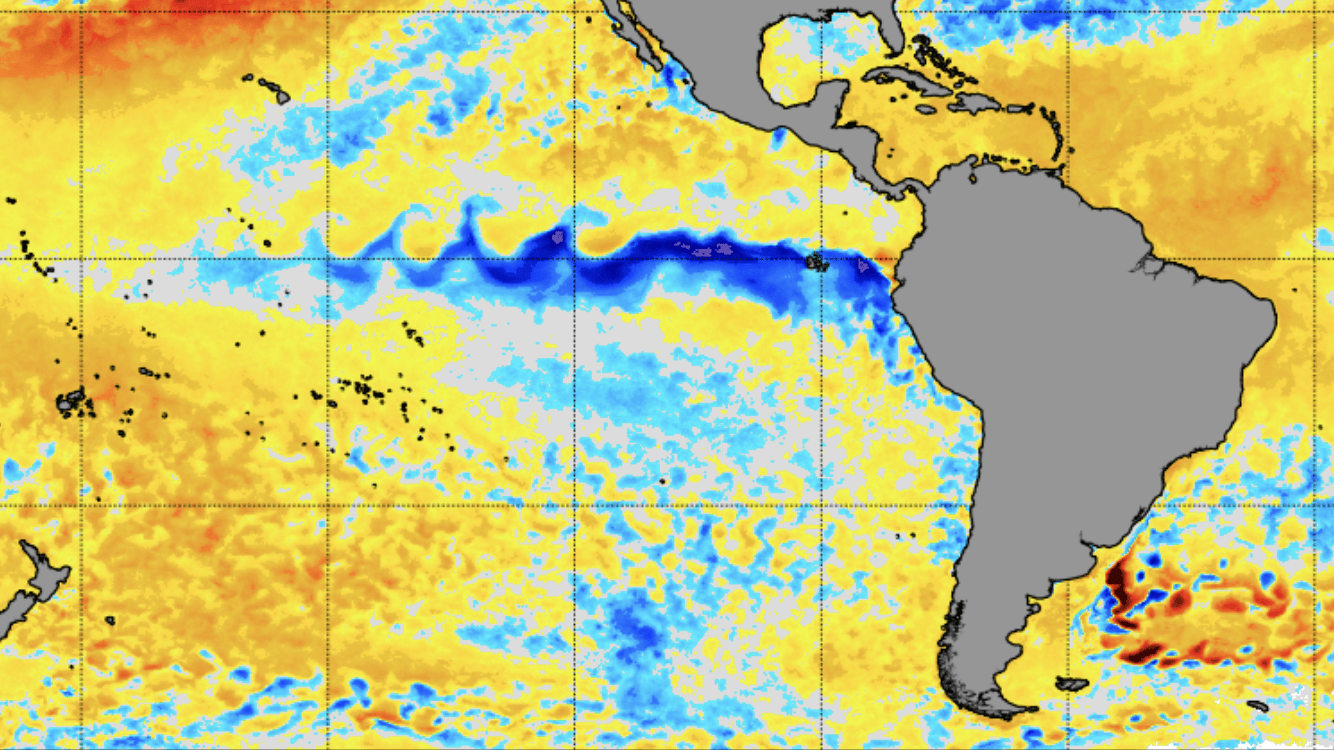 Pacífico Equatorial entrando em modo de La Niña