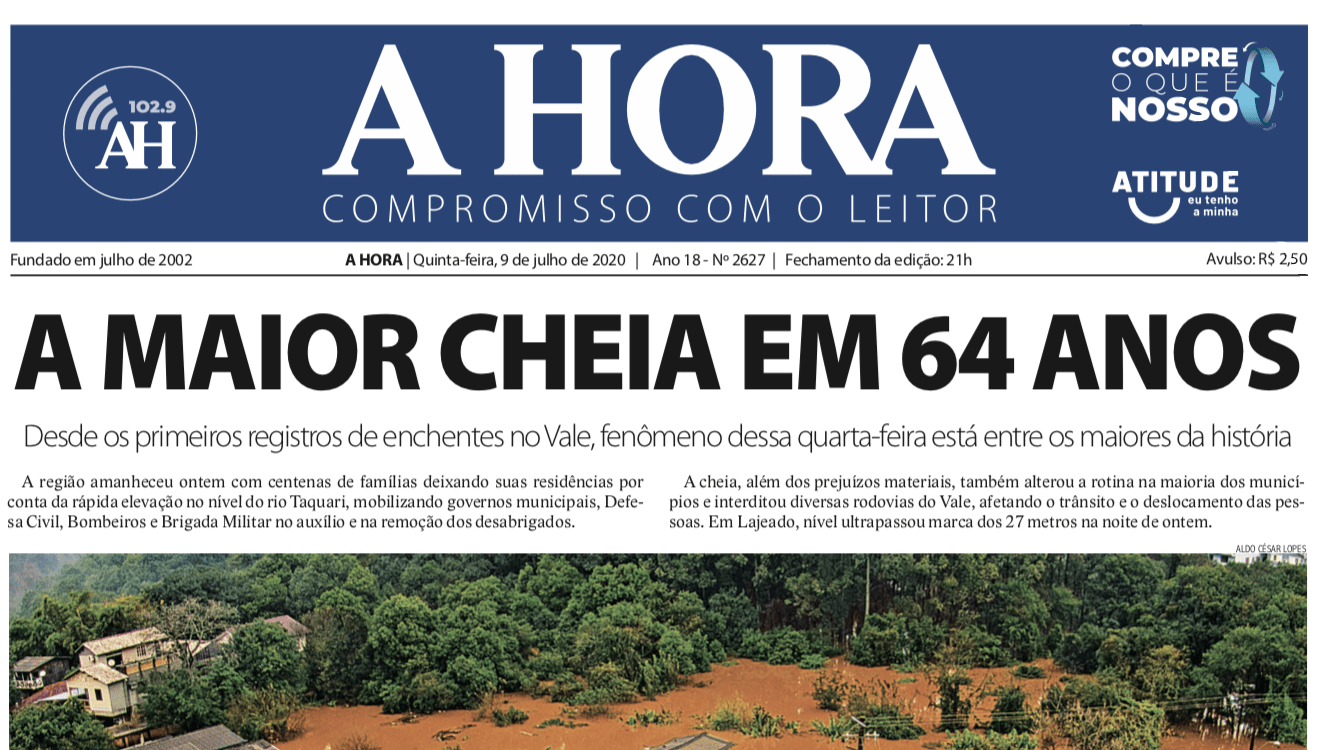 Cheias históricas e o ciclone nas capas dos jornais de hoje