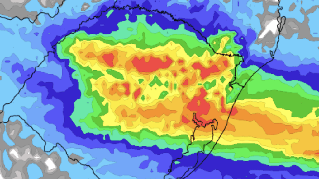 **ALERTA** Chuva volumosa nas áreas sob enchentes