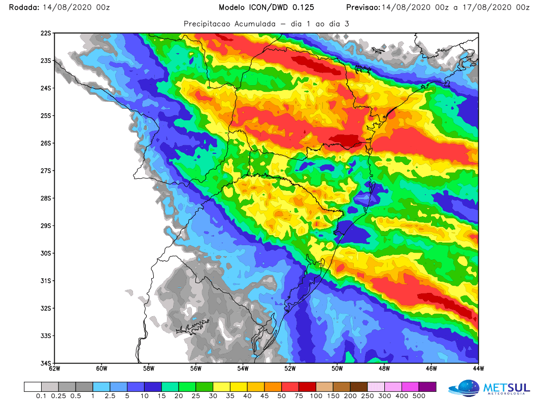 Previsão do tempo – Chuva e temporais no Sul do Brasil