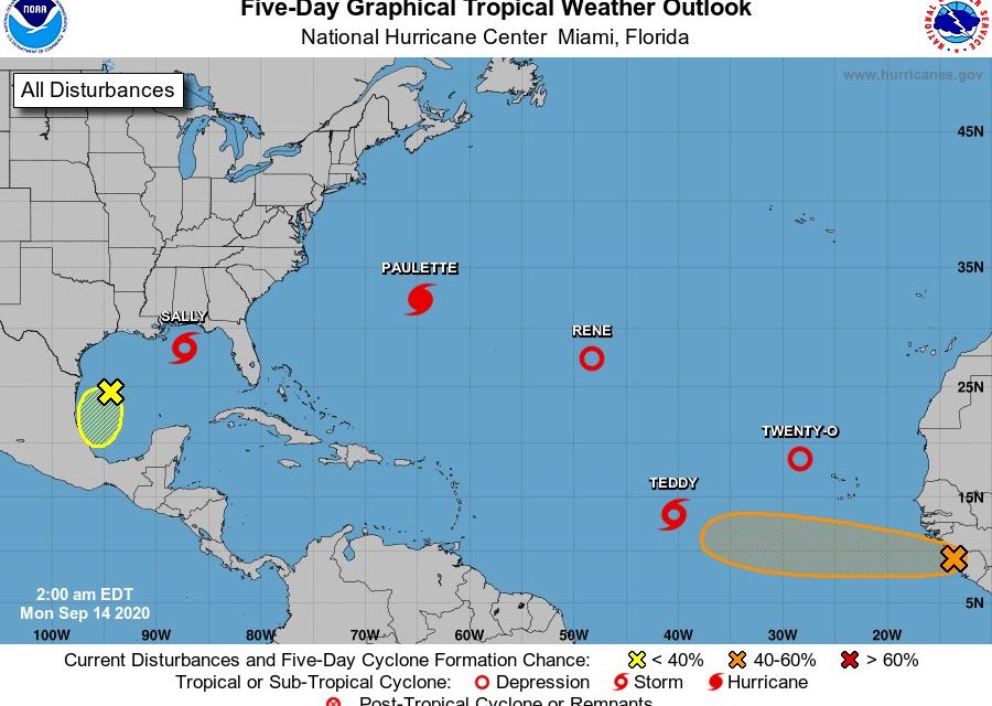 Cinco ciclones tropicais ao mesmo tempo no Atlântico Norte