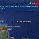 Teremoto muito forte no Atlântico a Nordeste de Fernando de Noronha