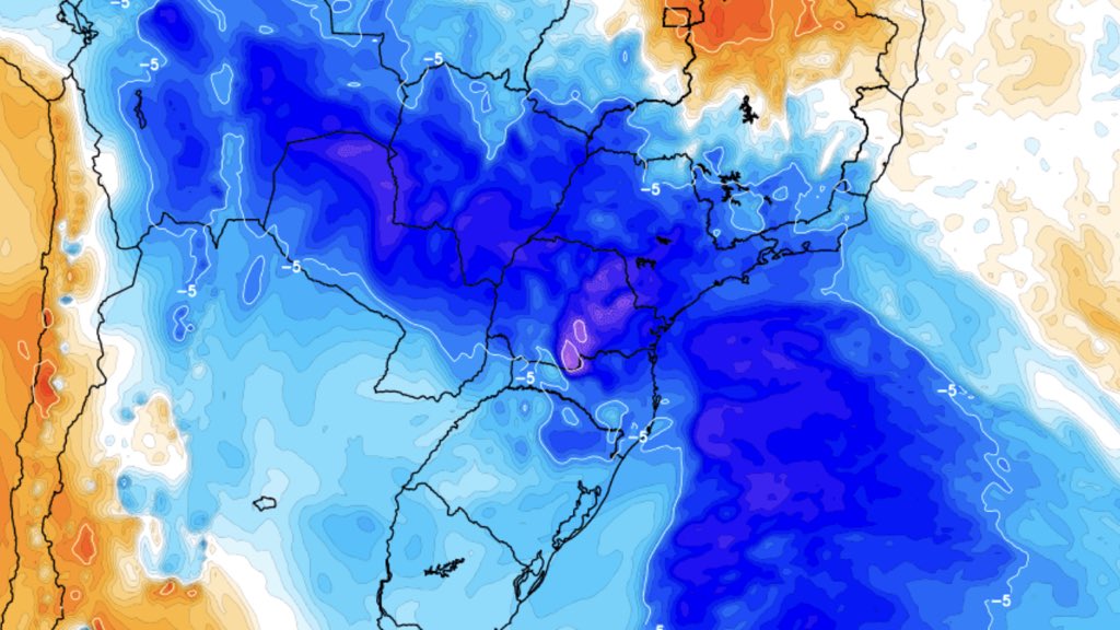 **ALERTA** Ar polar derrubará temperatura no Centro-Sul do Brasil com geada tardia