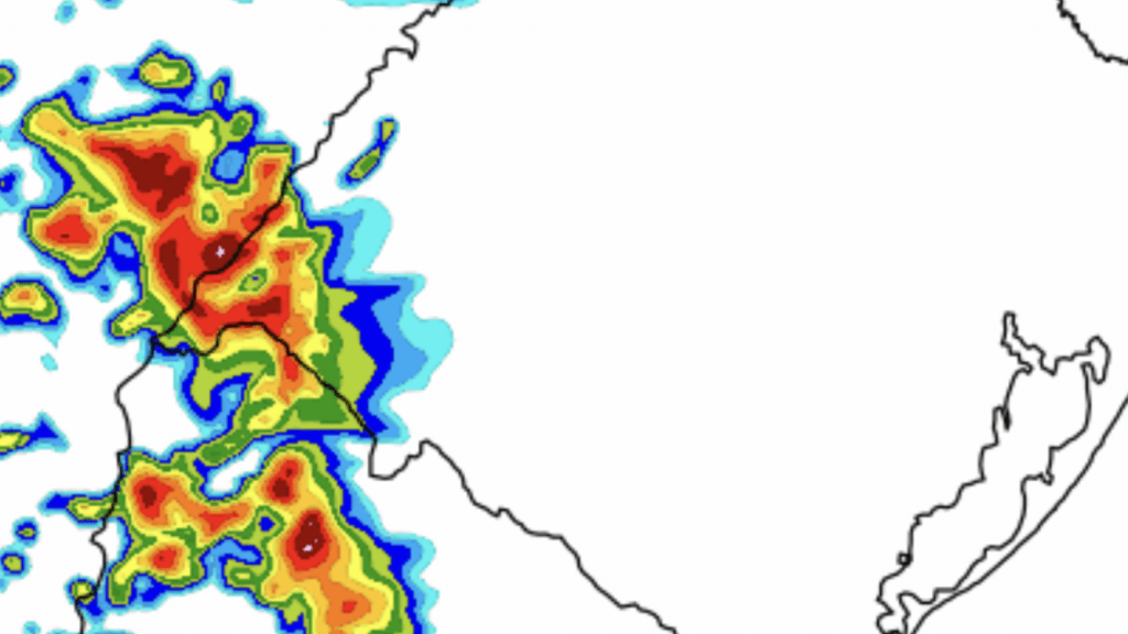 Chuva e temporais avançam da Argentina
