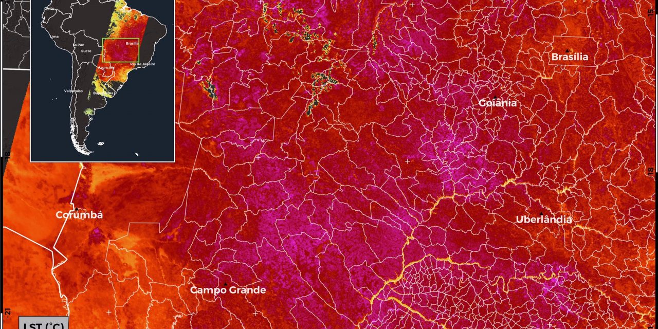 Satélite mede 55°C no solo em São Paulo e no Centro-Oeste