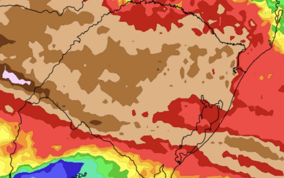 O tamanho do alívio da estiagem com a volta da chuva Volumes elevados de chuva são esperados em diversas regiões do Rio Grande do Sul nos próximos dias