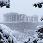 Rara nevasca em Atenas