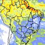Tendência de chuva para dez dias em todo o Brasil