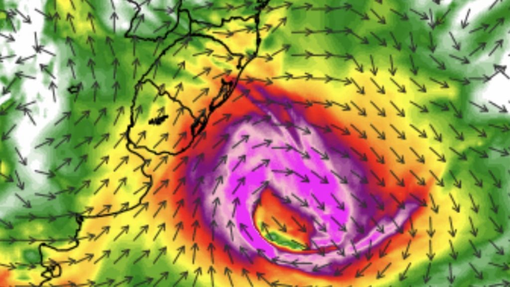 Ciclone extratropical trará rajadas de vento forte