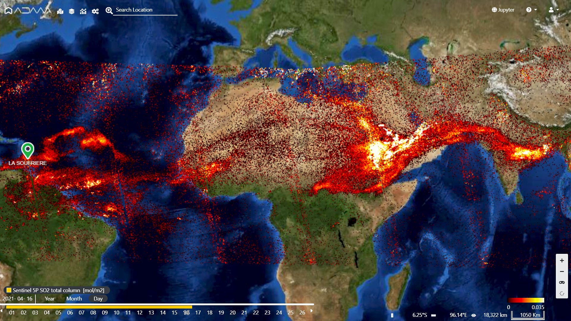 <span class="entry-title-primary">Gases do vulcão La Soufrière encontram supertufão Surigae</span> <h2 class="entry-subtitle">Cinzas e gases do vulcão caribenho La Soufrière chegaram à estratosfera e cruzaram o mundo até o supertufão Surigae nas Filipinas </h2>