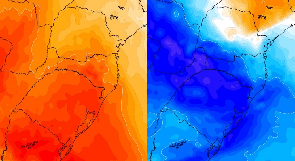 Radical mudança de temperatura entre hoje e o meio da semana
