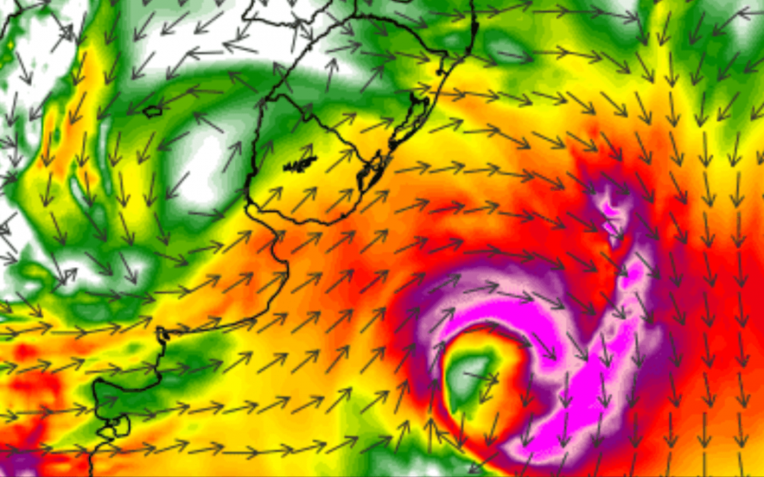 Ciclone extratropical traz risco de vento forte a intenso Risco de ventania se dará no momento de formação do ciclone com uma corrente de jato em baixos níveis e a passagem de uma frente fria