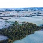 Imagens aéreas mostram a paisagem congelada no Rio Grande do Sul