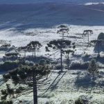 Frio intenso e paisagem coberta de gelo a dez dias do começo do verão climático