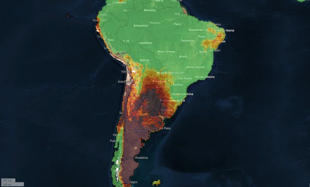 Calor de até 46ºC traz risco extremo de fogo em metade da América do Sul
