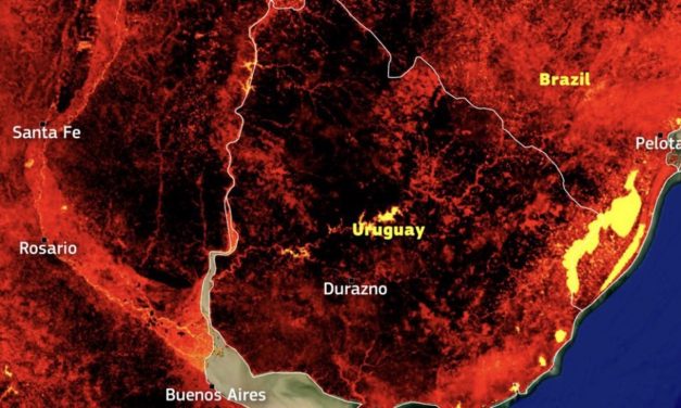 Satélite registra calor extremo na Argentina, Uruguai e Rio Grande do Sul