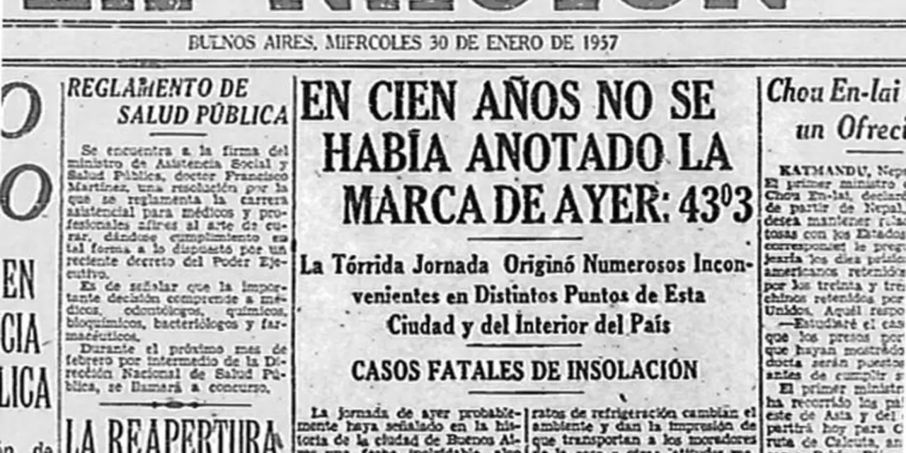 <span class="entry-title-primary">Calor hoje em Buenos Aires será histórico e trará as memórias de 1957</span> <h2 class="entry-subtitle">Cidade de Buenos Aires vai registrar um raro dia de temperatura máxima extraordinária pela previsão oficial com calor somente visto em janeiro de 1957</h2>