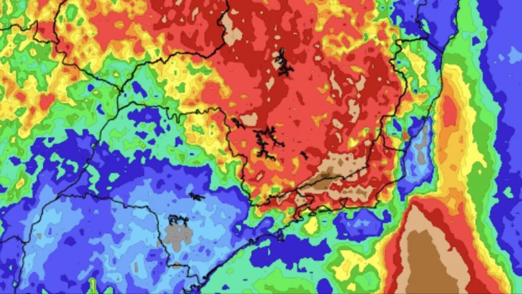 Previsão do tempo – Tendência de chuva para sete dias (18/02/2022)